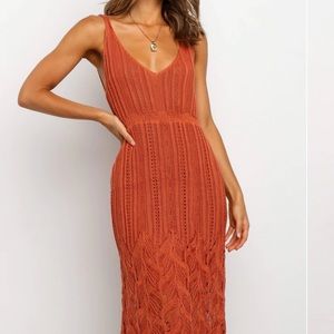 Midi crochet dress in rust (medium)